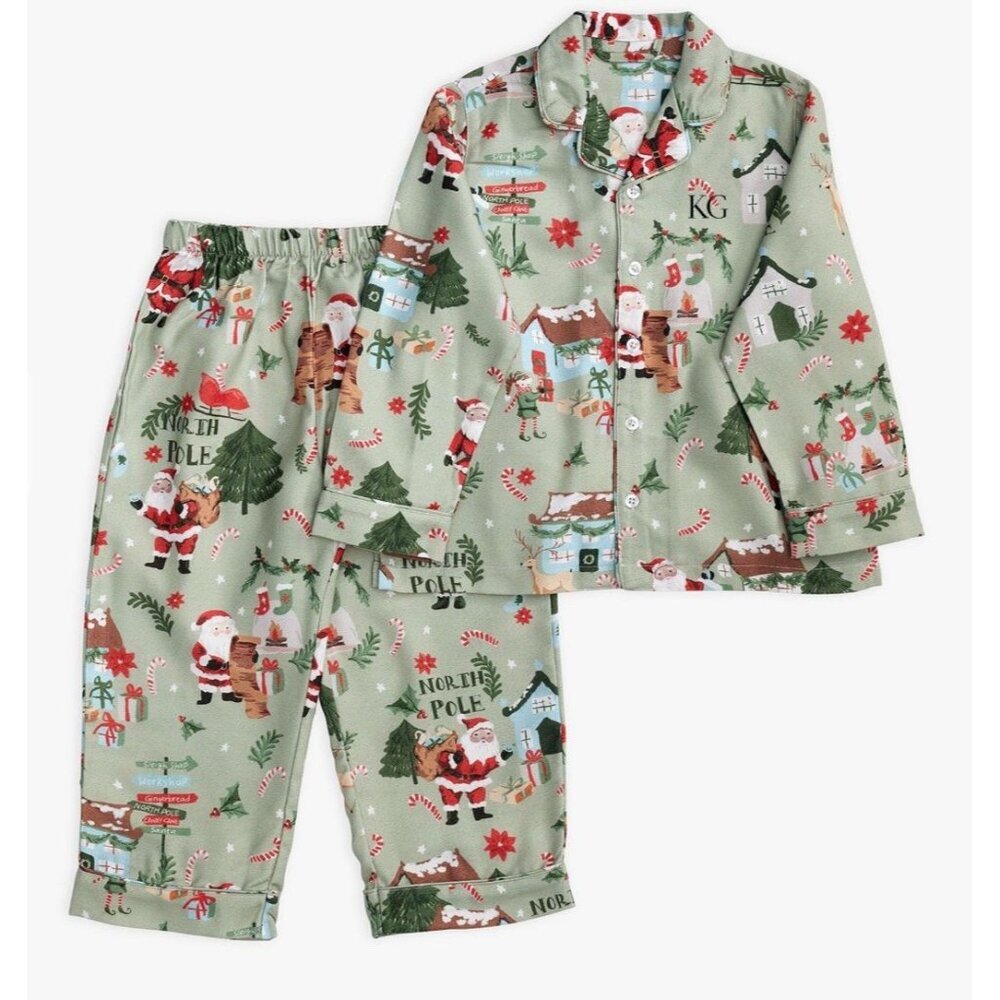 POTTERY BARN KIDS Candy Cane Village Flannel Pajama Set Kids Size 6‎ NEW Holiday